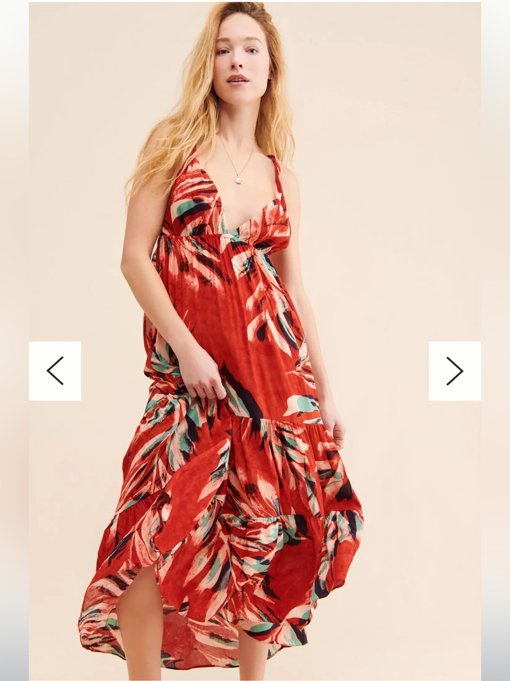 Anthropologie Red Tropical Print Maxi Dress - Women